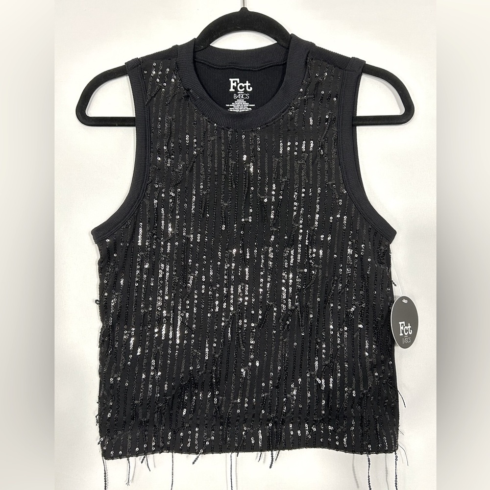 FCT Basics black sequin tank top